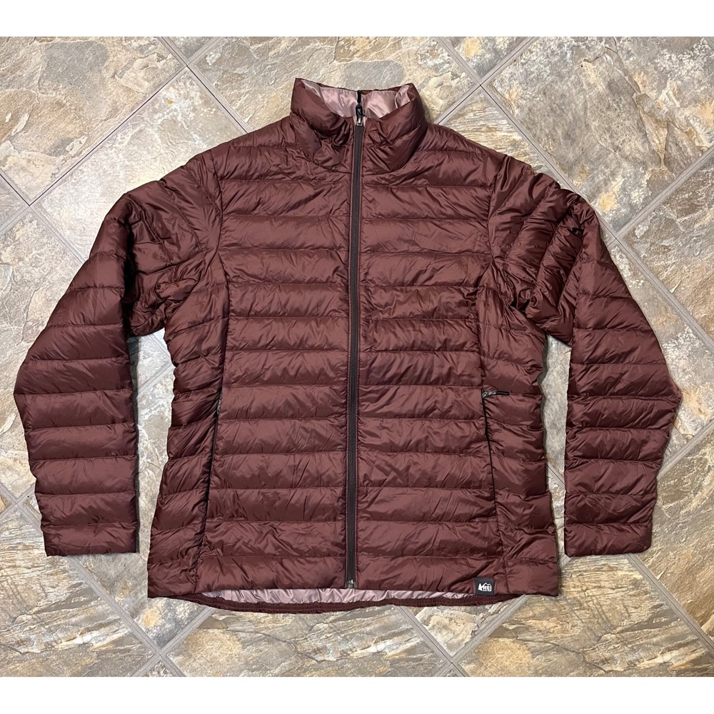 REI 650 Down Jacket Womens XL Brown Puffer Lightweight Full Zip